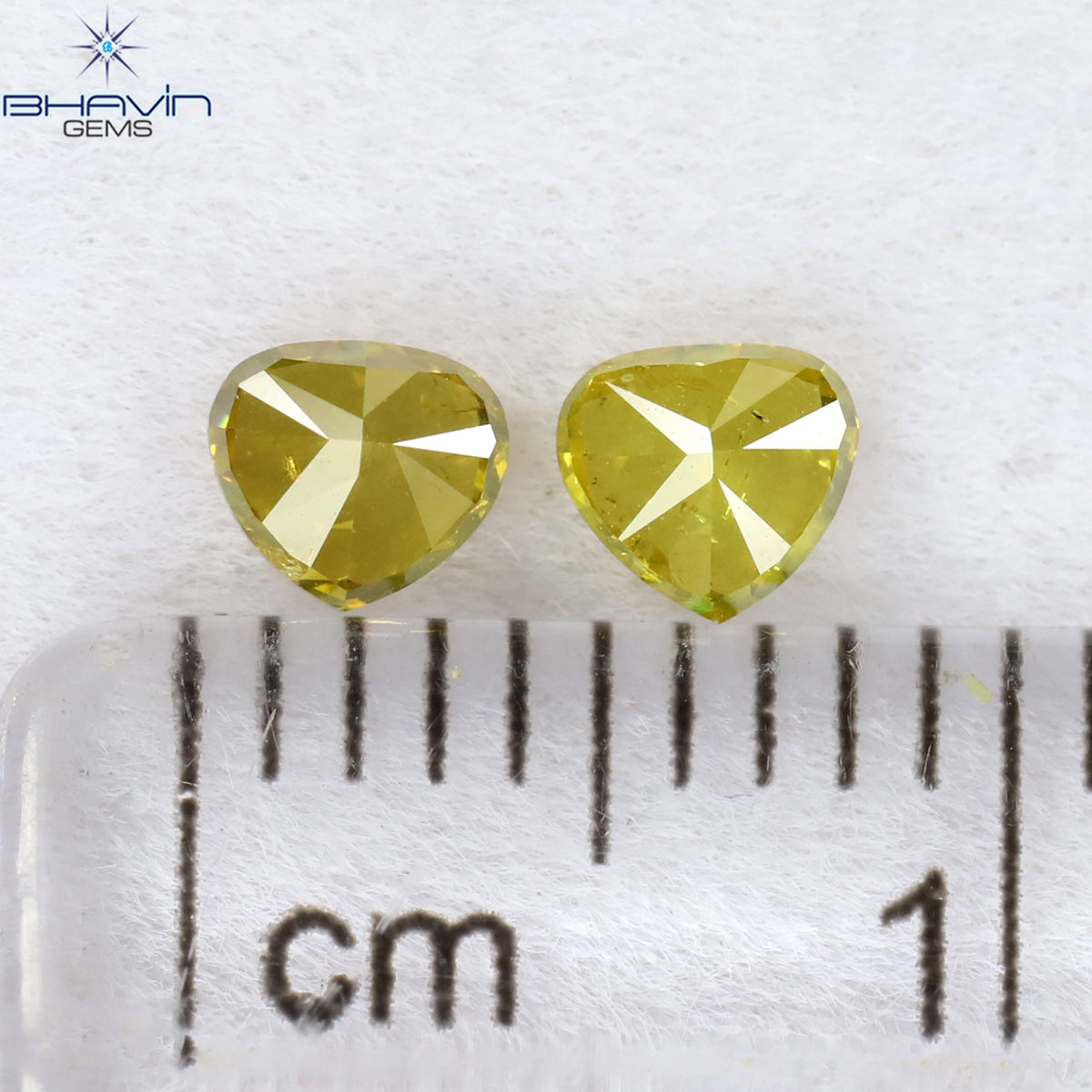 0.40 CT/2 ピース ハートシェイプ ナチュラル ルース ダイヤモンド イエロー カラー SI2 クラリティ (3.70 MM)