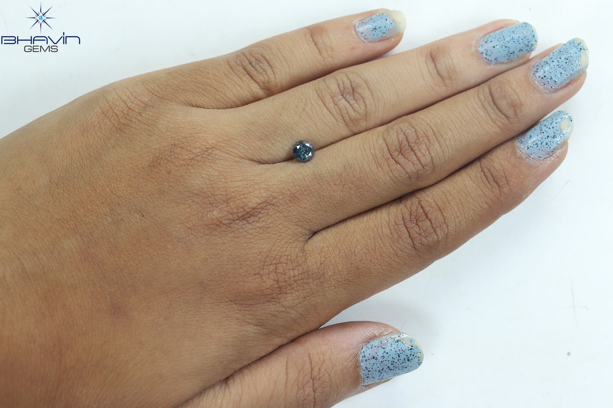 0.50 CT Natural Round Diamond Enhanced Blue Color Clarity I3 (4.95 MM)