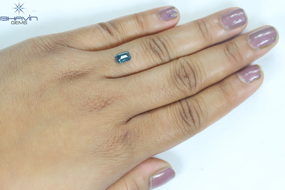 1.11 CT Natural Emerald Diamond Enhanced Blue Color Clarity I3 (7.07 MM)
