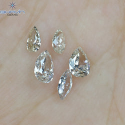 0.57 CT/5 Pcs Pear Shape Natural Diamond White(K) Color VS2 Clarity (4.40 MM)