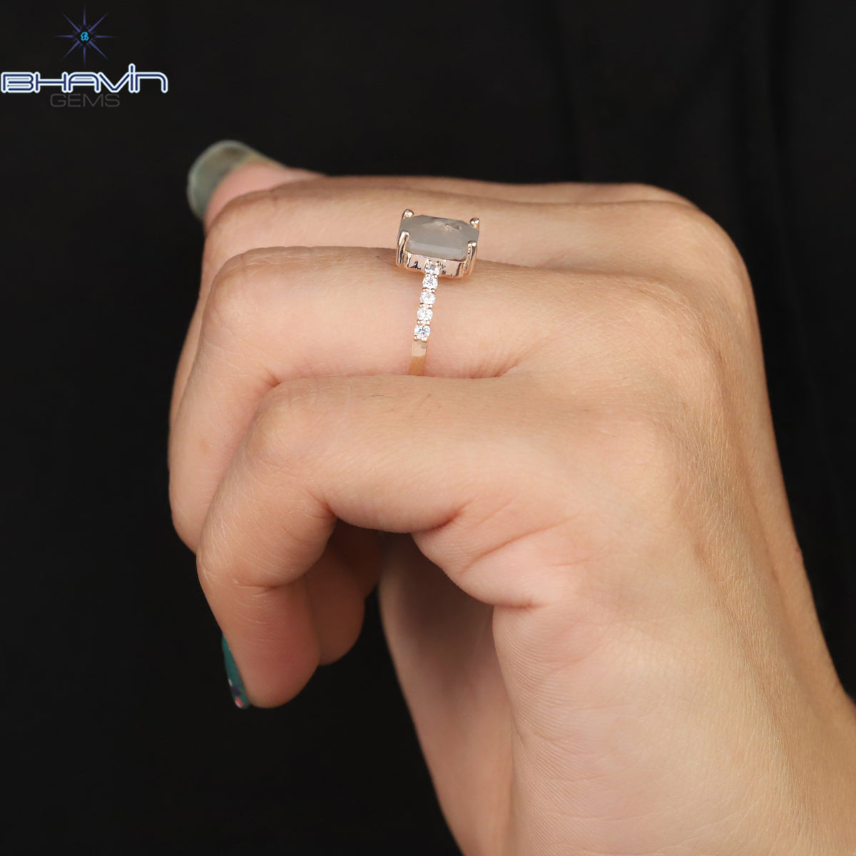 エメラルド ダイヤモンド 天然ダイヤモンド リング ホワイトカラー ゴールド リング 婚約指輪