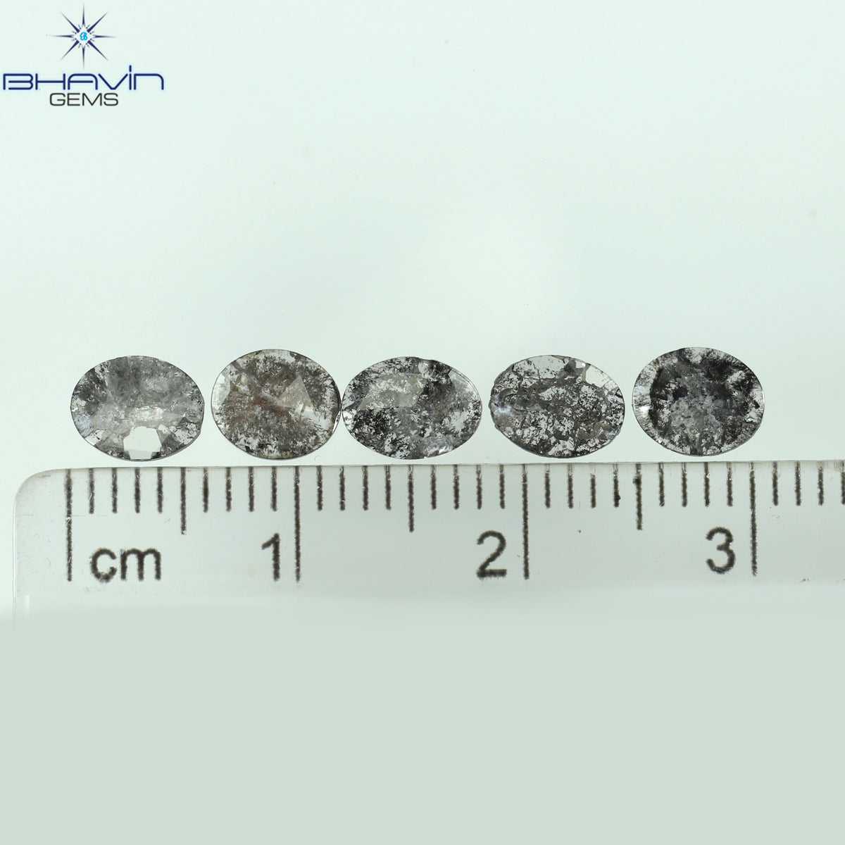 1.17 CT/5 Pcs Natural Oval Slice Diamond Salt And Pepper Color Clarity I3 (6.20 MM)
