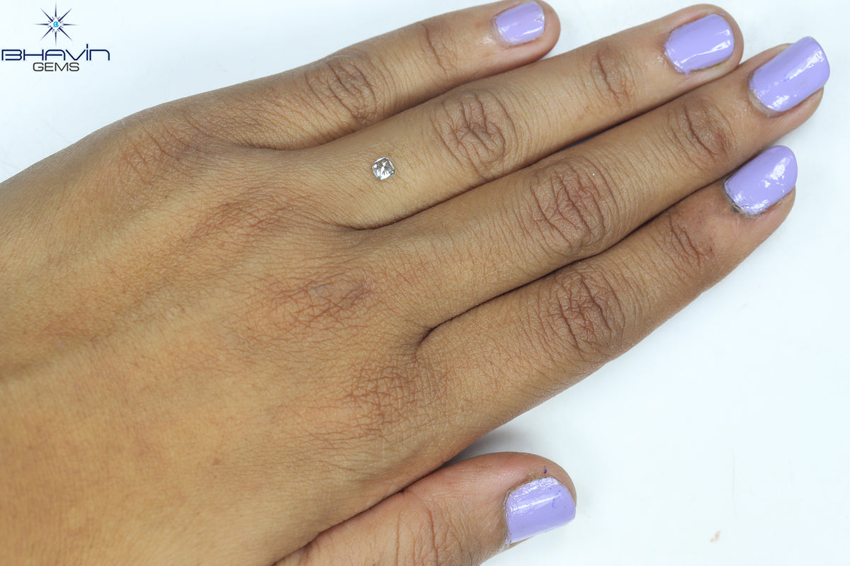 0.24 CT Natural Cushion Diamond Enhanced Bluish Green Color Clarity SI1 (3.18 MM)
