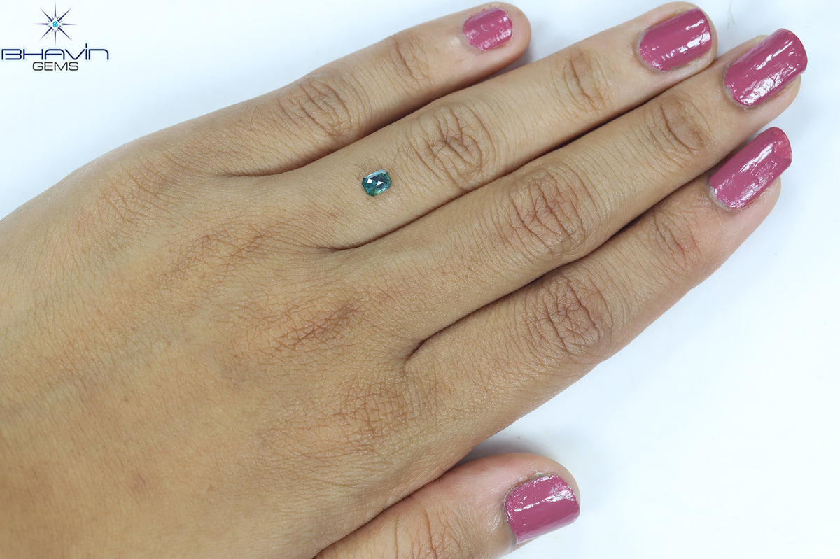 0.38 CT Natural Emerald Diamond Enhanced Blue Color Clarity I2 (4.46 MM)