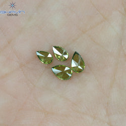 0.35 CT/4 ピース ペアシェイプ ナチュラル ダイヤモンド グリーン カラー SI クラリティ (3.91 MM)