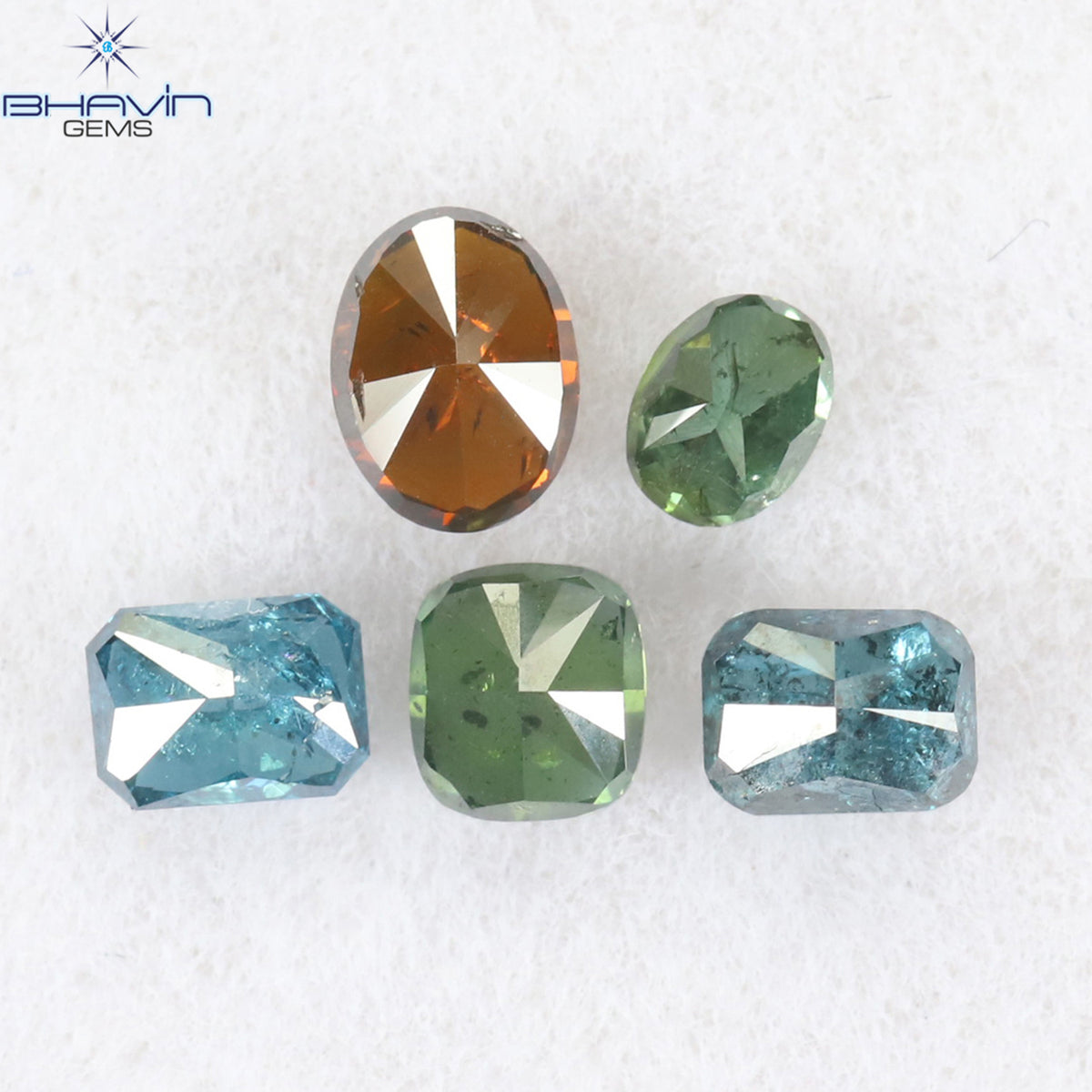 0.81 CT/5 Pcs Natural Mix Diamond Enhanced Mix Color Clarity SI-I2 (4.10 MM)