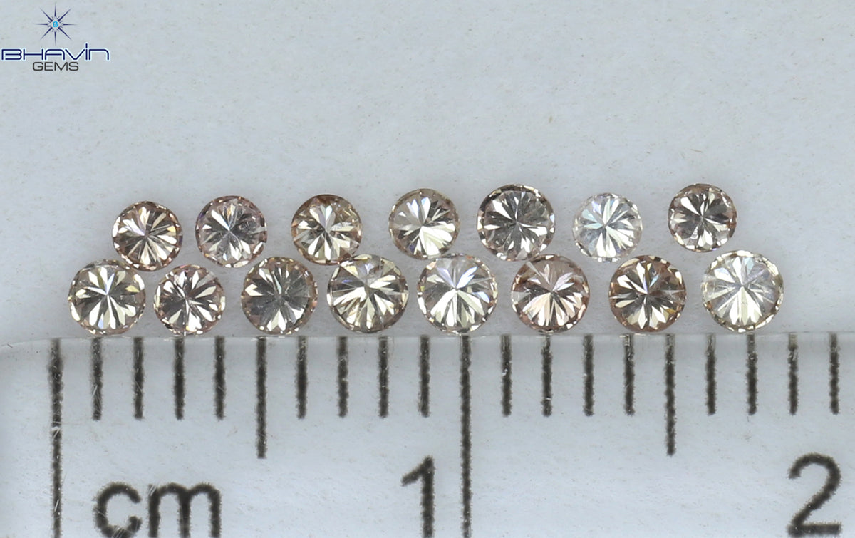 0.38 CT/15 Pcs Natural Round Diamond Brown Pink (Argyle) Color Clarity VS2 (2.00 MM)