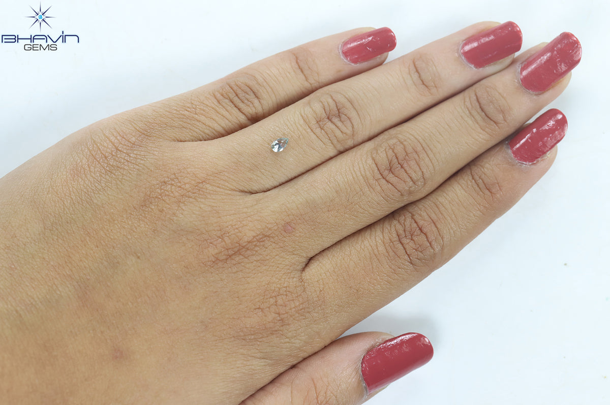 0.15 CT Natural Pear Diamond Enhanced Bluish Green Color Clarity VS2 (4.58 MM)