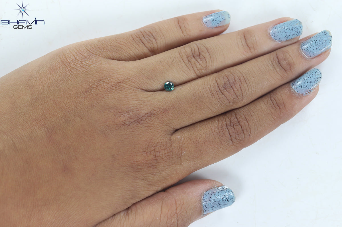 0.28 CT Natural Round Diamond Enhanced Blue Color Clarity SI1 (4.18 MM)