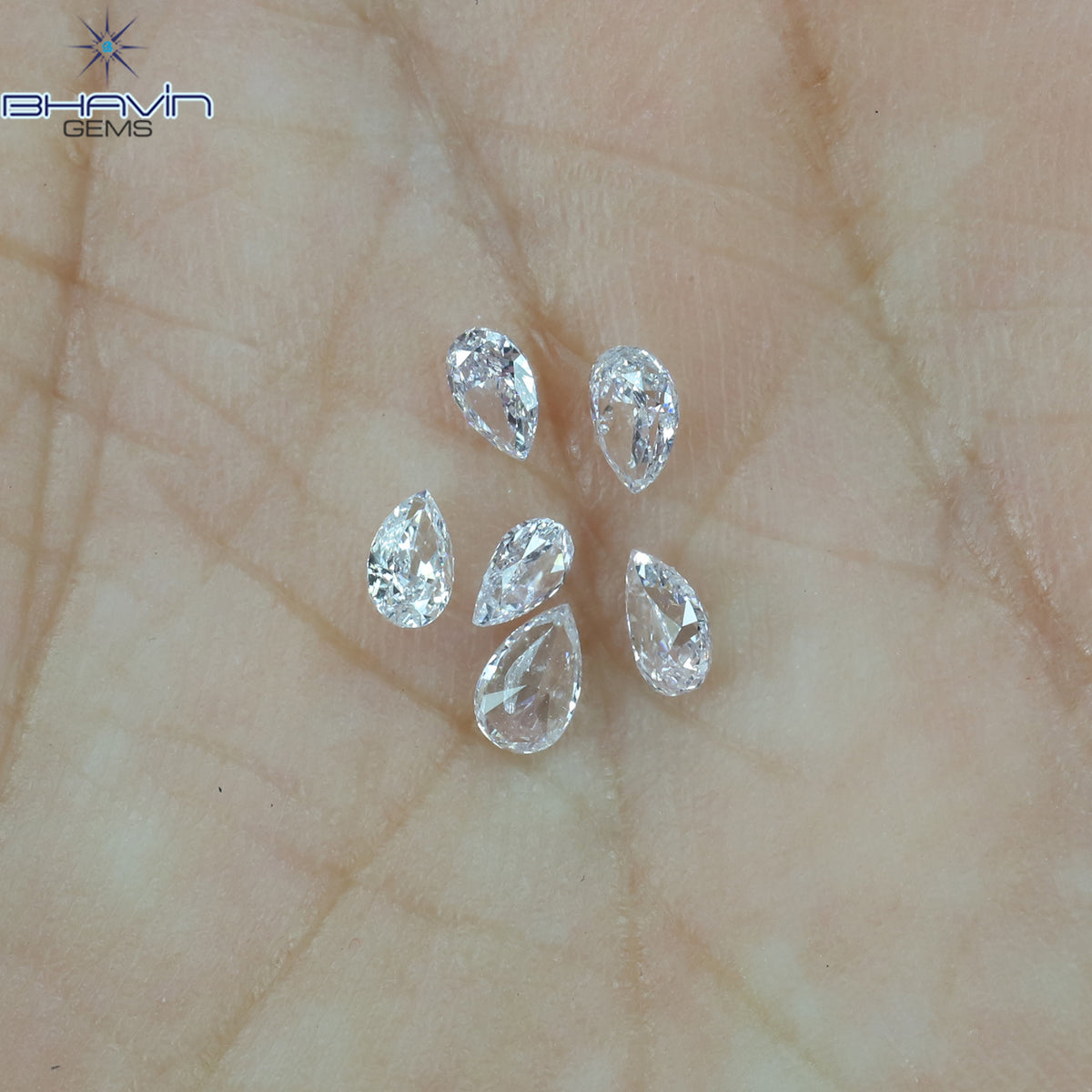 0.61 CT/6 ピース ペアシェイプ ナチュラル ダイヤモンド ミックス カラー VS2 クラリティ (3.97 MM)
