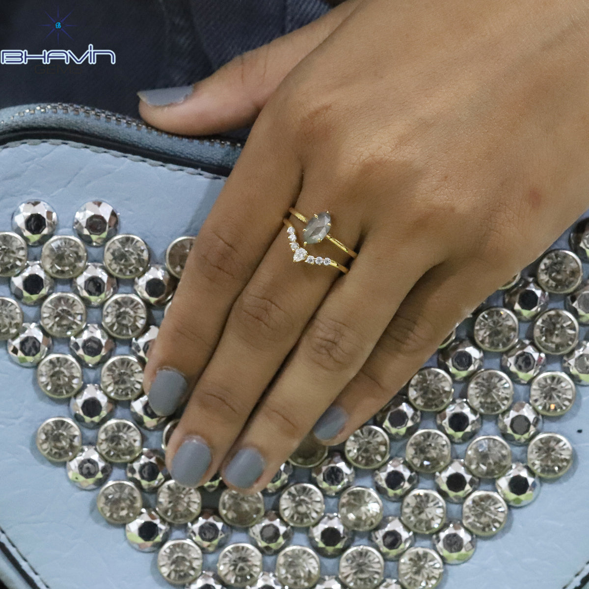 Gold Ring, Marquise Diamond, Salt And Pepper Diamond, Natural Diamond Ring, Engagement Ring, Wedding Ring, Diamond Ring