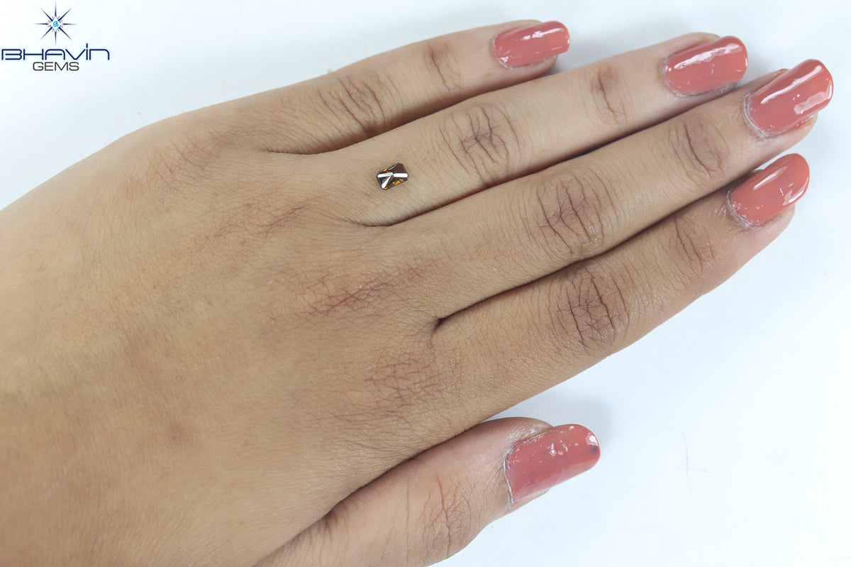 0.33 CT Natural Radiant Diamond Enhanced Cognac Color Clarity SI2 (5.15 MM)