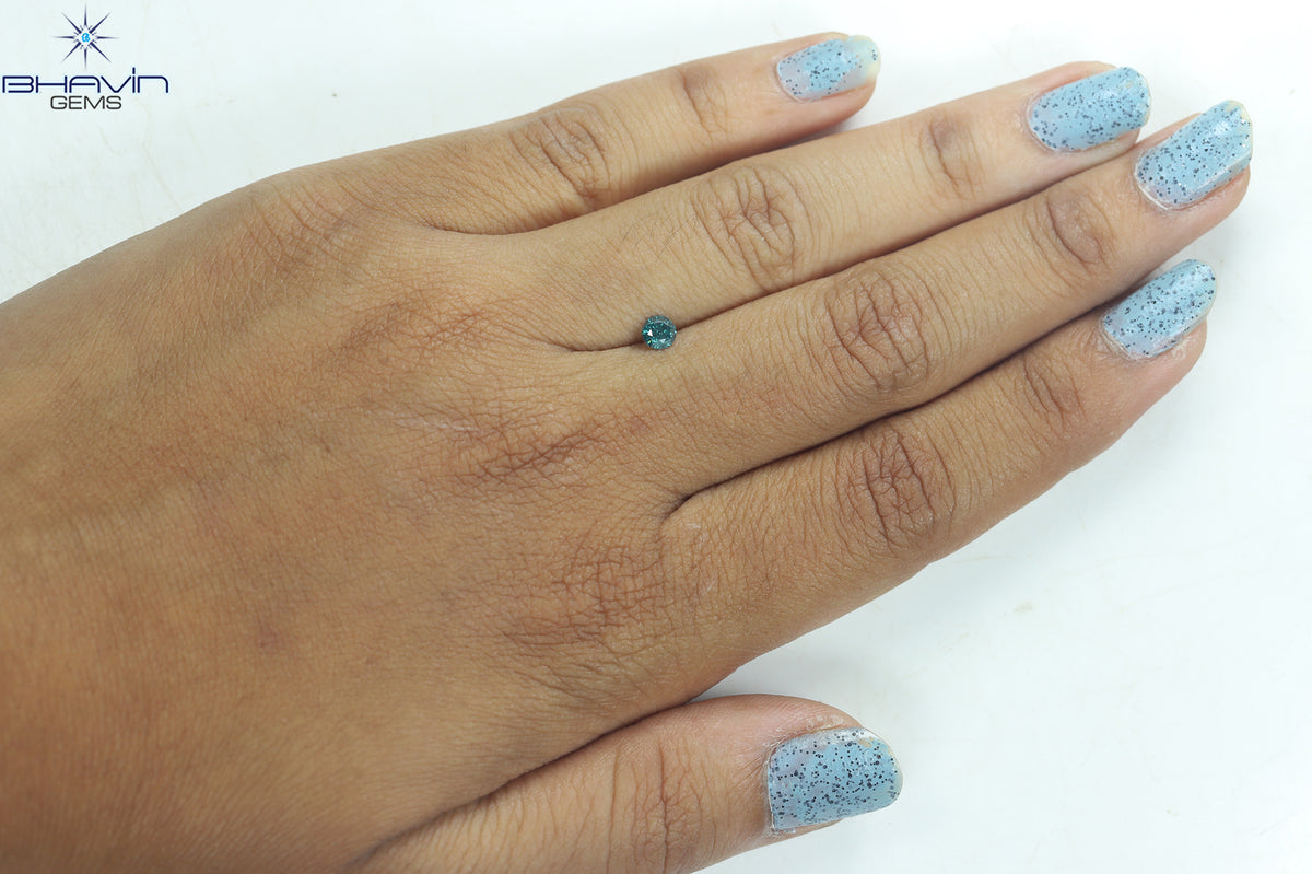 0.24 CT Natural Round Diamond Enhanced Blue Color Clarity I3 (3.85 MM)