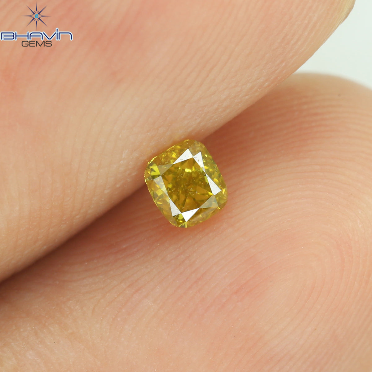 0.18 CT Natural Cushion Diamond Enhanced Yellow Color Clarity VS1 (3.18 MM)