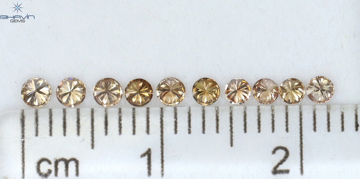 0.32 CT/10 Pcs Natural Round Diamond Brown Pink (Argyle) Color Clarity VS-SI (2.00 MM)