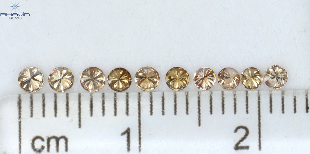 0.32 CT/10 Pcs Round Shape Natural Loose Diamond Brown Pink (Argyle) Color VS-SI Clarity (2.00 MM)