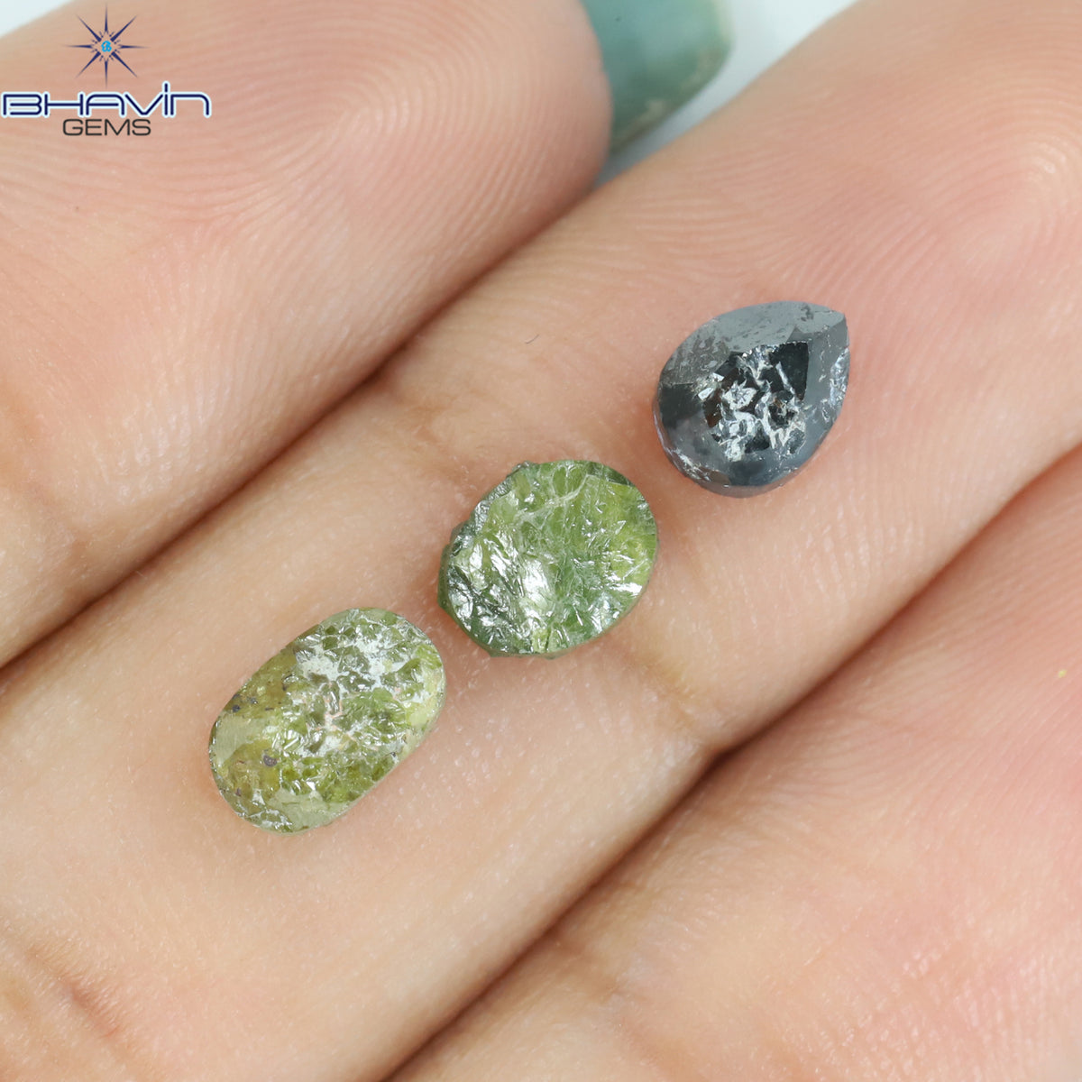 2.40 CT/3 Pcs Natural Mix Rough Diamond Enhanced Mix Color Clarity I3 (6.85 MM)