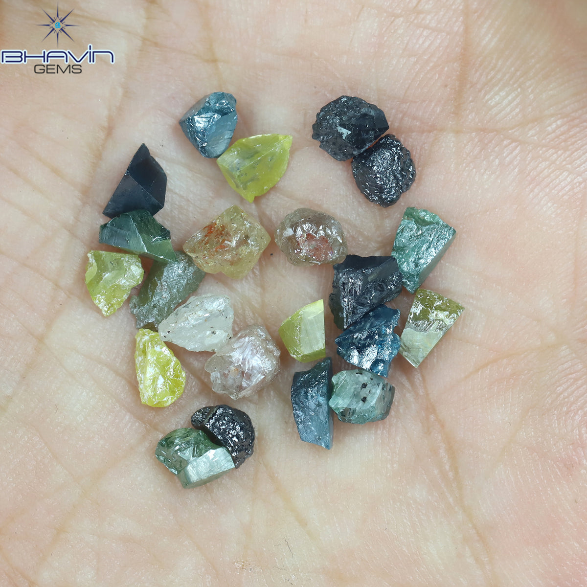 9.39 CT/22 Pcs Natural Rough Diamond Enhanced Mix Fancy Color Clarity I3 (4.85 MM)