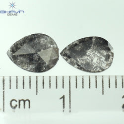 1.01 CT/2 Pcs Pear Slice Shape Natural Diamond Salt And Pepper Color I3 Clarity (8.17 MM)