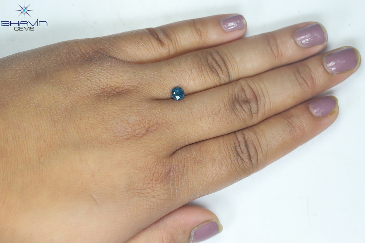 0.71 CT Natural Round Diamond Enhanced Blue Color Clarity I3 (5.32 MM)