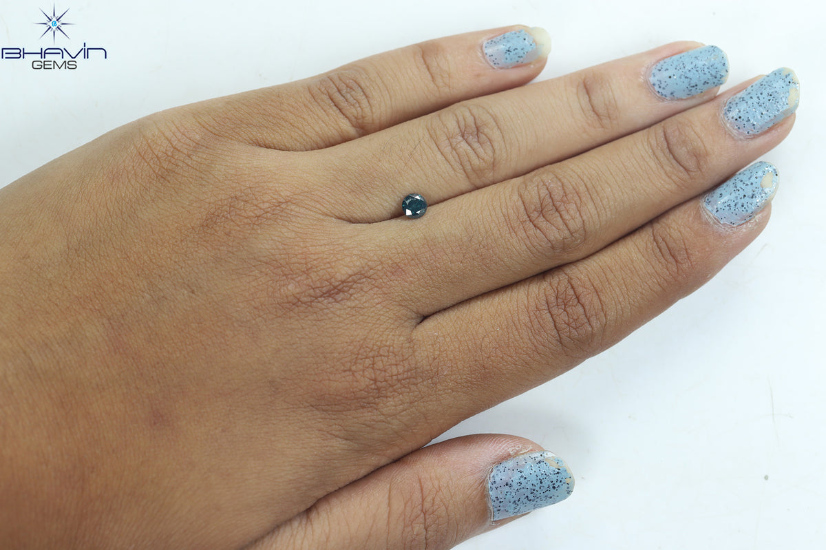 0.32 CT ラウンド ダイヤモンド ナチュラル ルース ダイヤモンド ブルー カラー I3 クラリティ (4.35 MM)