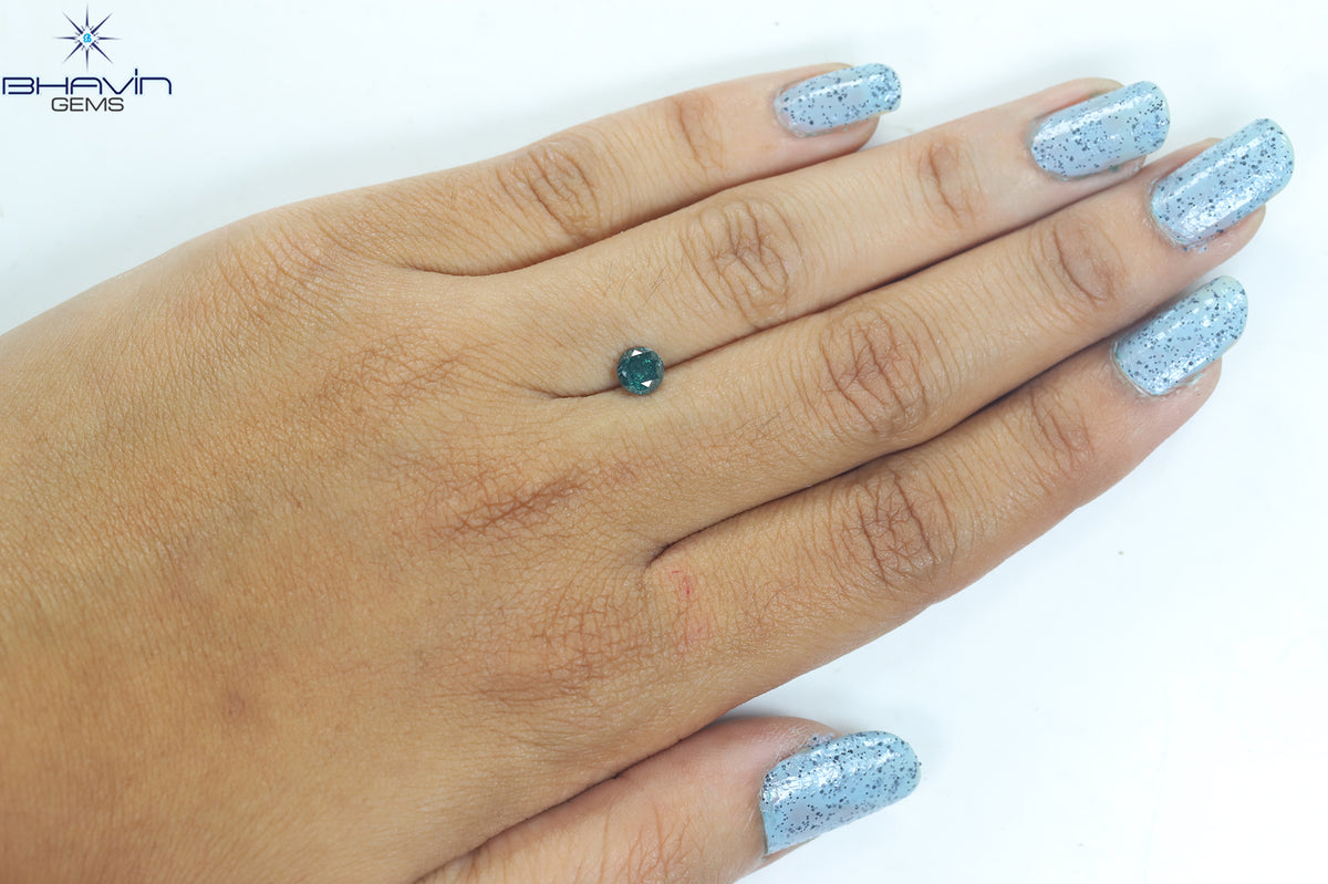 0.56 CT Natural Round Diamond Enhanced Blue Color Clarity I3 (5.16 MM)