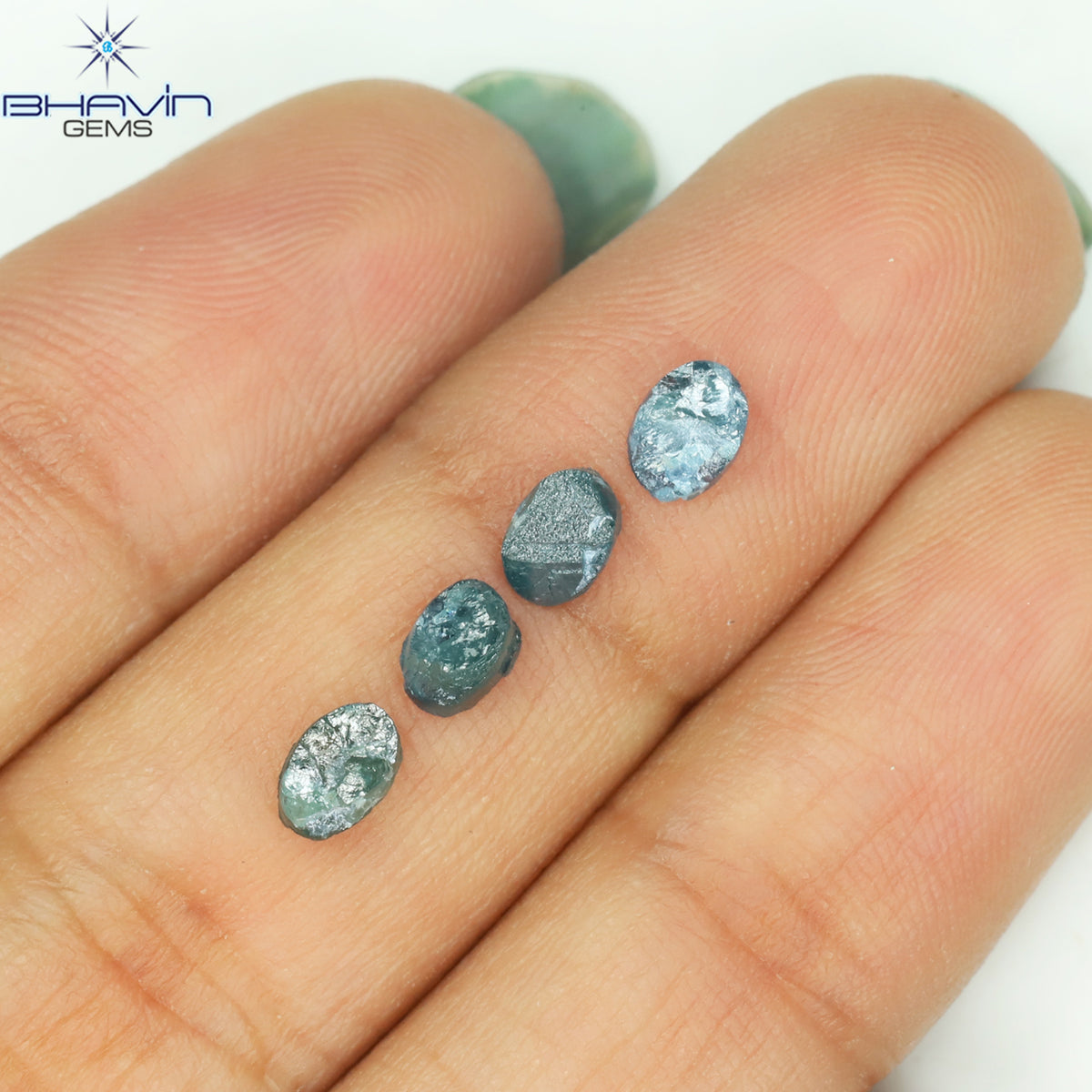 1.05 CT、ノーカット ポルキ シェイプ、天然ダイヤモンド、ブルー カラー、I3 クラリティ (5.42 MM)