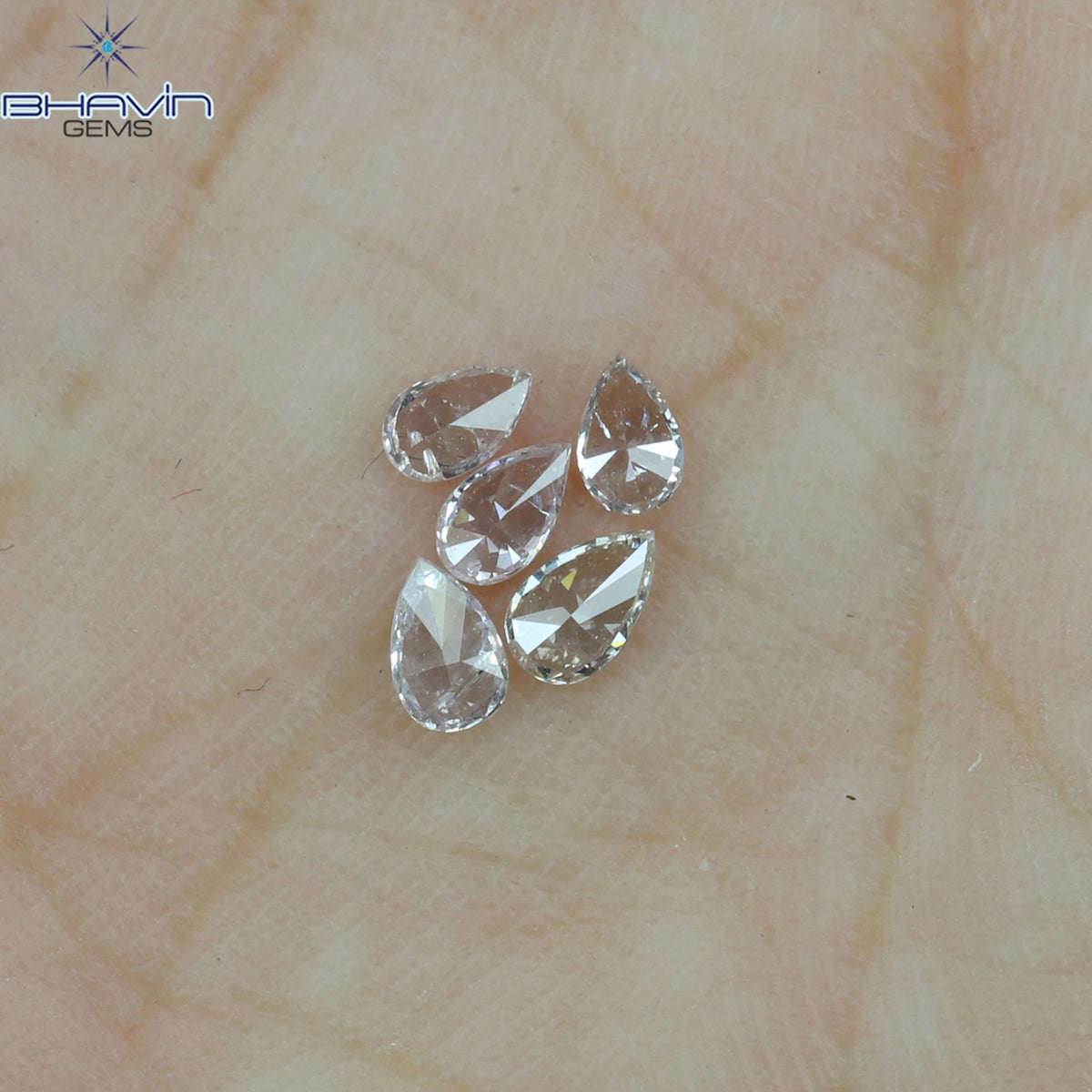 0.61 CT/6 ピース ペアシェイプ ナチュラル ダイヤモンド ミックス カラー VS2 クラリティ (3.97 MM)