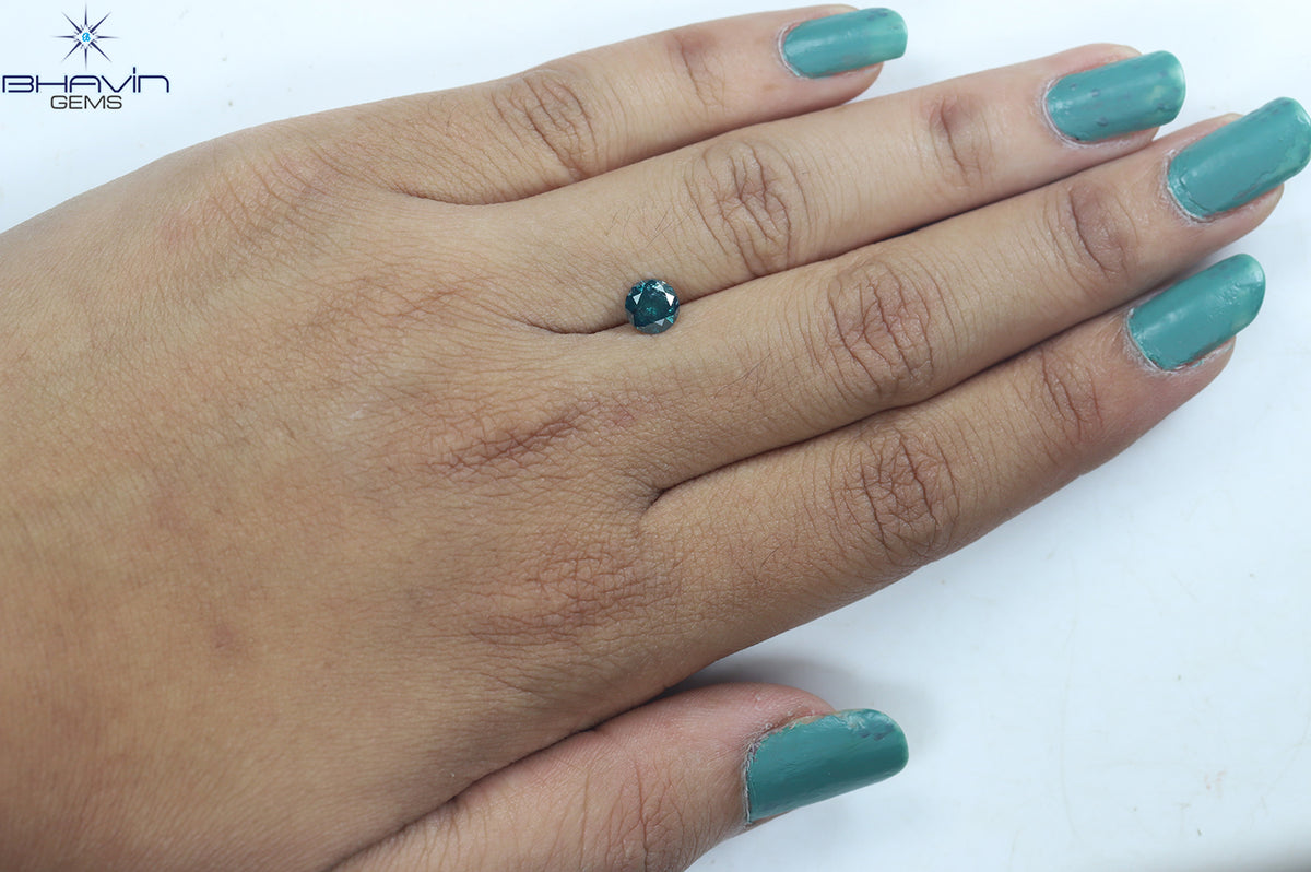 0.73 CT Natural Round Diamond Enhanced Blue Color Clarity I3 (5.72 MM)