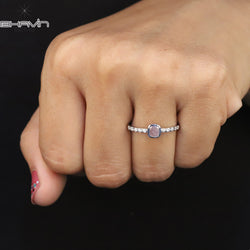 クッション ダイヤモンド 天然ダイヤモンド リング ピンクカラー ゴールド リング 婚約指輪