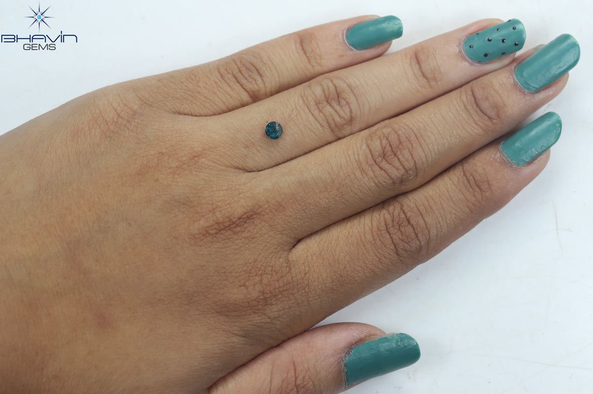 0.26 CT Natural Round Diamond Enhanced Blue Color Clarity I3 (4.00 MM)