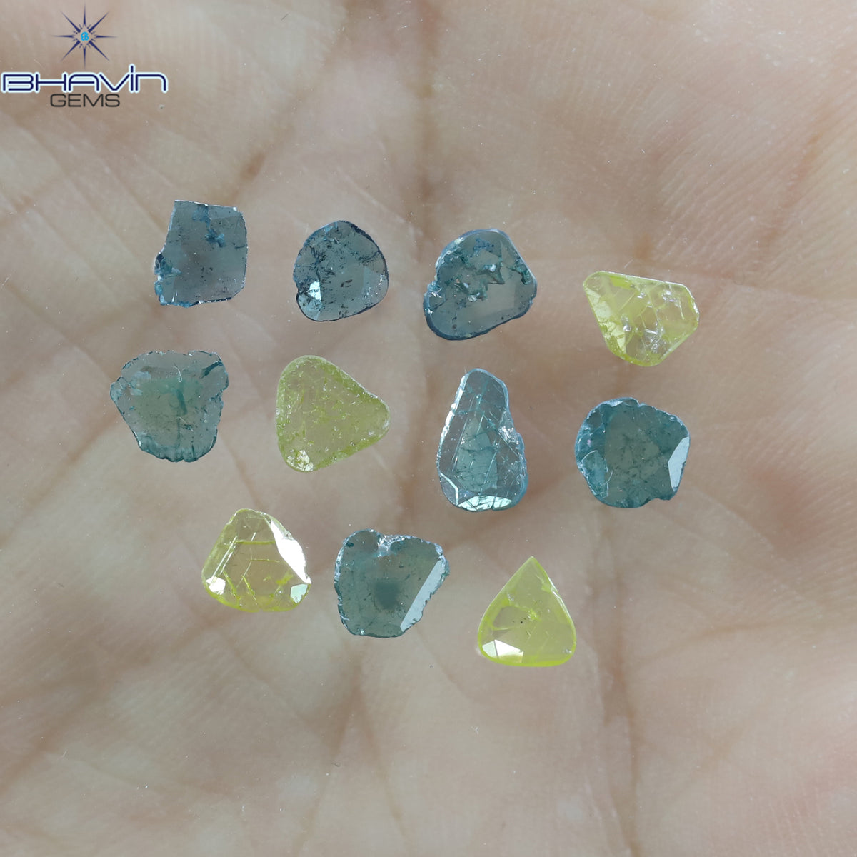 1.19 CT/11 Pcs Natural Slice Diamond Enhanced Blue Color Clarity I3 (6.08 MM)
