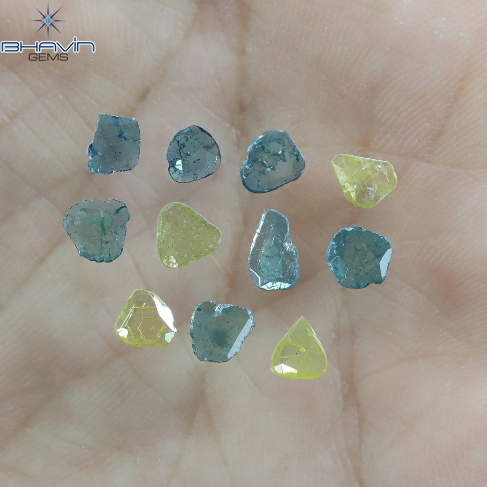 1.19 CT/11 個 スライス形状 天然ダイヤモンド ブルー カラー I3 クラリティ (6.08 MM)