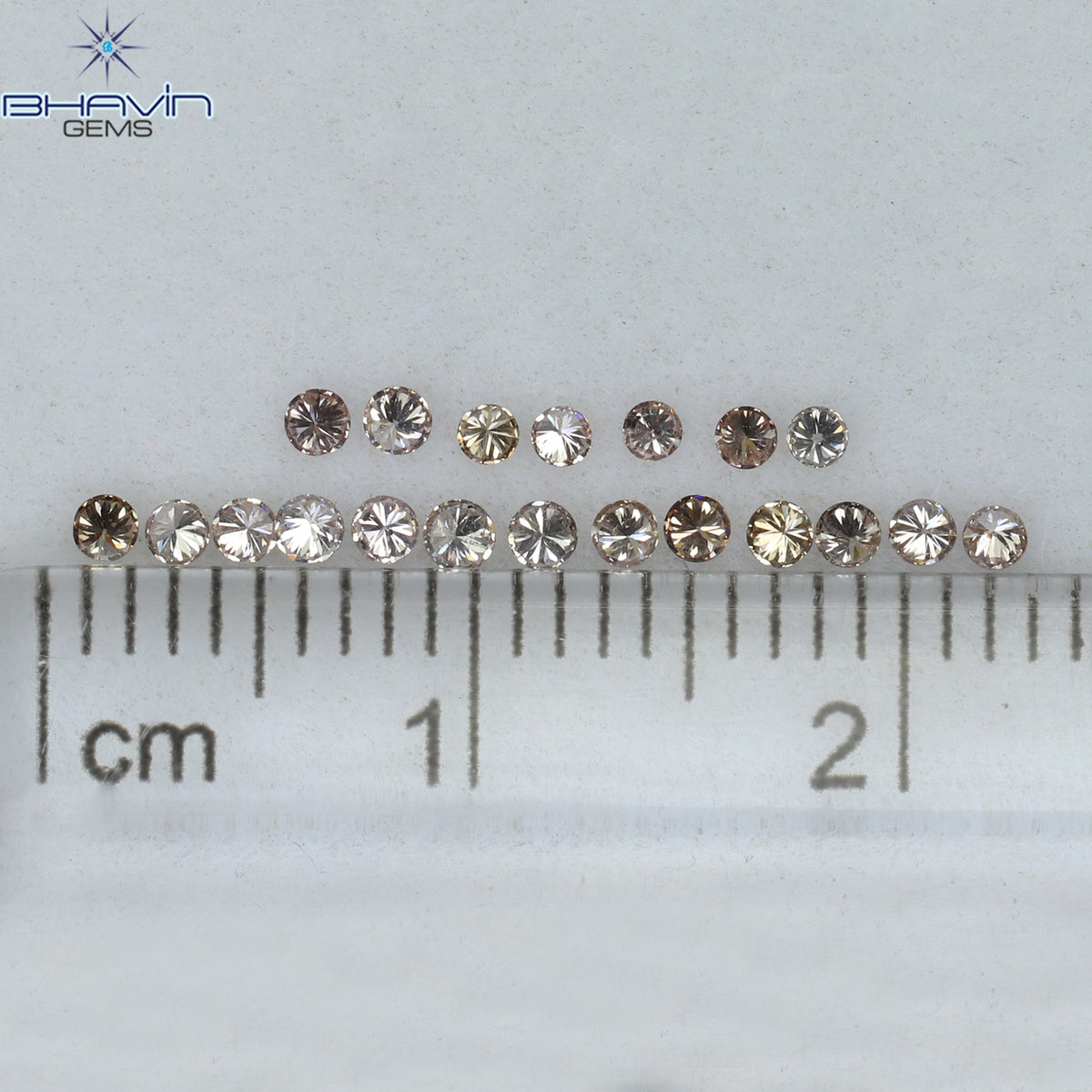 0.29 CT/20 Pcs Natural Round Diamond Brown Pink Argyle Color Clarity VS-SI (1.60 MM)