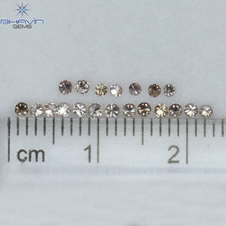0.29 CT/20 Pcs Round Shape Natural Loose Diamond Brown Pink Argyle Color VS-SI Clarity (1.60 MM)