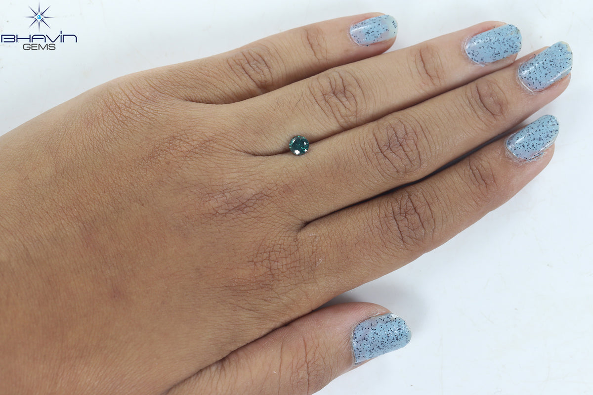 0.45 CT Natural Round Diamond Enhanced Blue Color Clarity SI2 (4.75 MM)