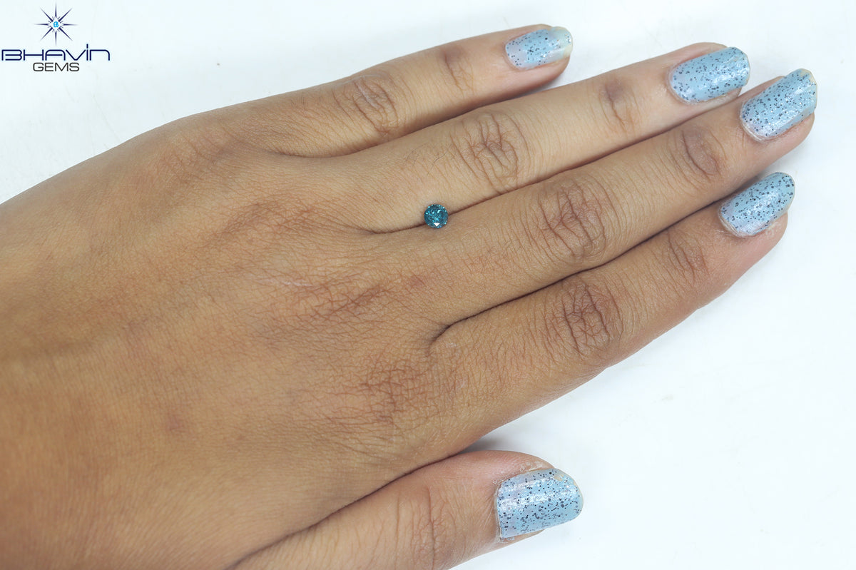 0.28 CT Natural Round Diamond Enhanced Blue Color Clarity I3 (4.15 MM)