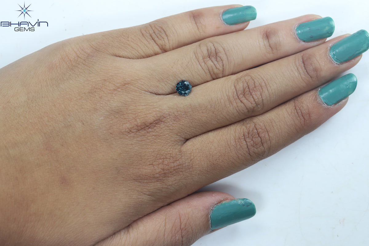 0.82 CT Natural Round Diamond Enhanced Blue Color Clarity I3 (5.96 MM)