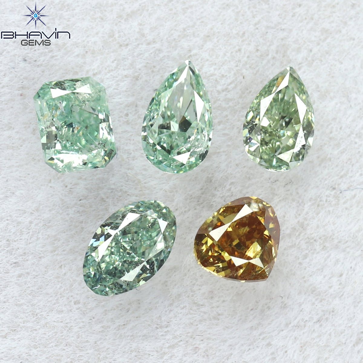 0.51 CT/5 Pcs Natural Mix Diamond Enhanced Bluish Green Color Clarity SI (3.65 MM)