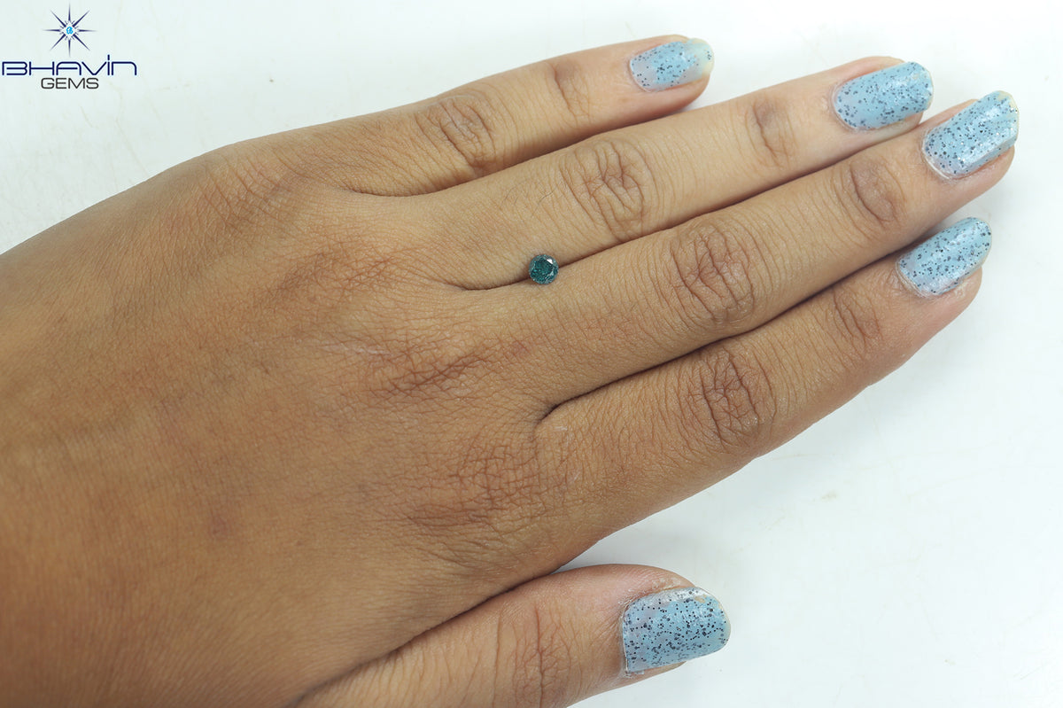 0.27 CT Natural Round Diamond Enhanced Blue Color Clarity I3 (4.10 MM)