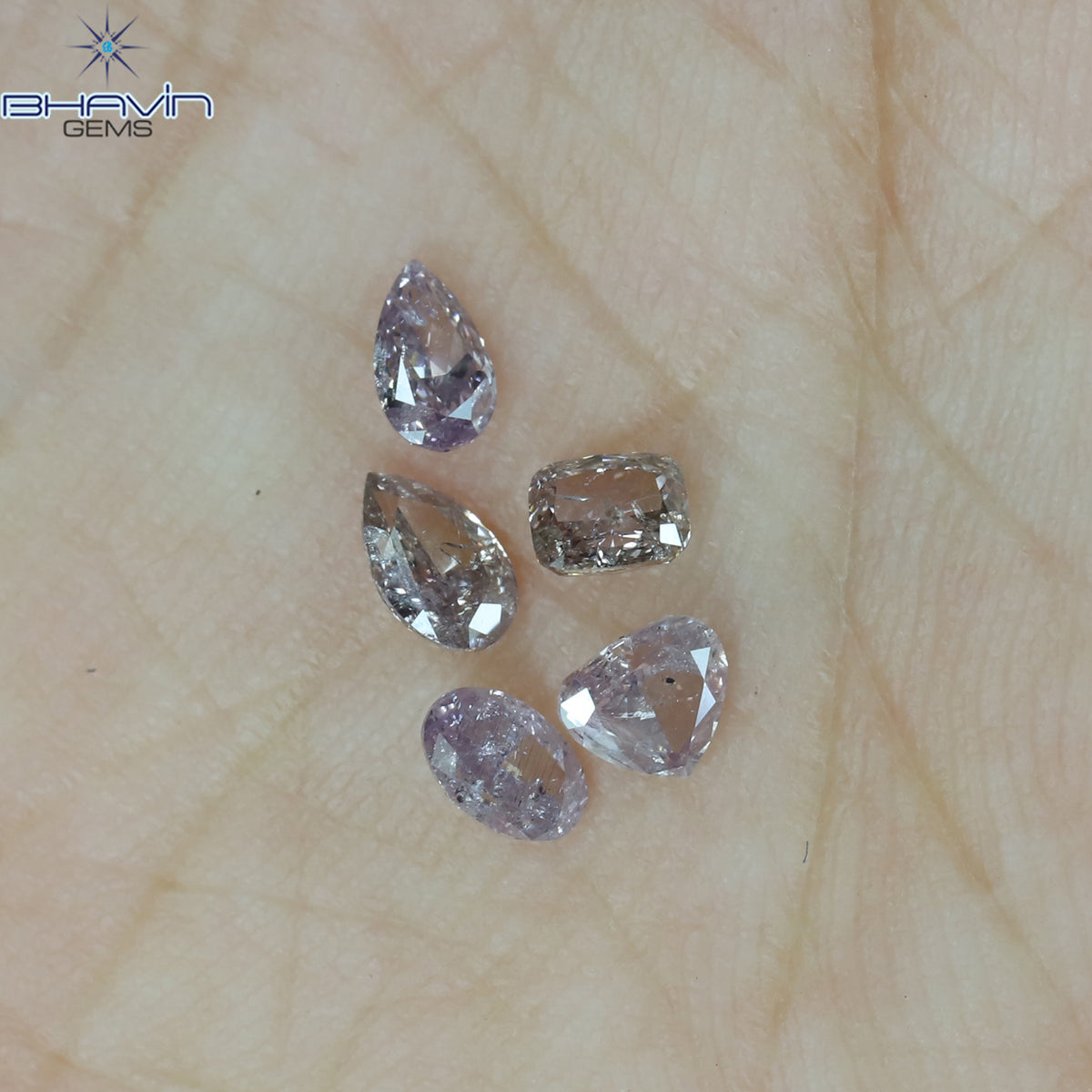 0.61 CT/5 Pcs Natural Mix Diamond Pink Color Clarity I1 (3.96 MM)