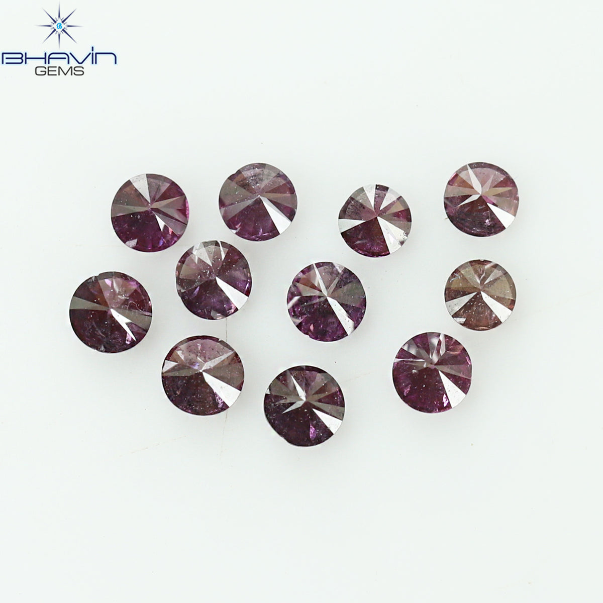 0.21 CT/11 個 ラウンド シェイプ ナチュラル ルース ダイヤモンド ピンク カラー SI クラリティ (1.75 MM)