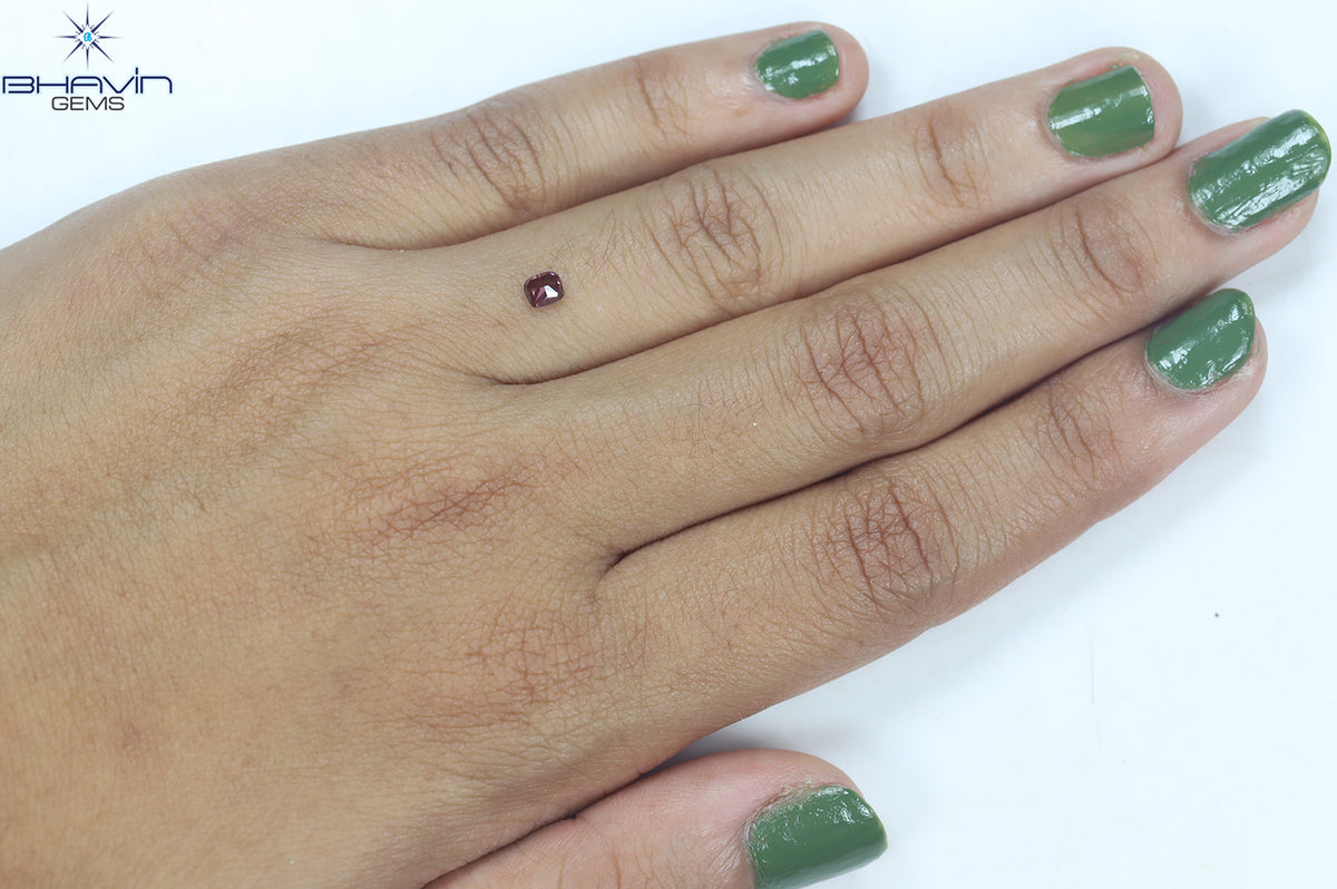 0.20 CT クッション シェイプ ナチュラル ルース ダイヤモンド 強化ピンク色 VS2 クラリティ (3.60 MM)