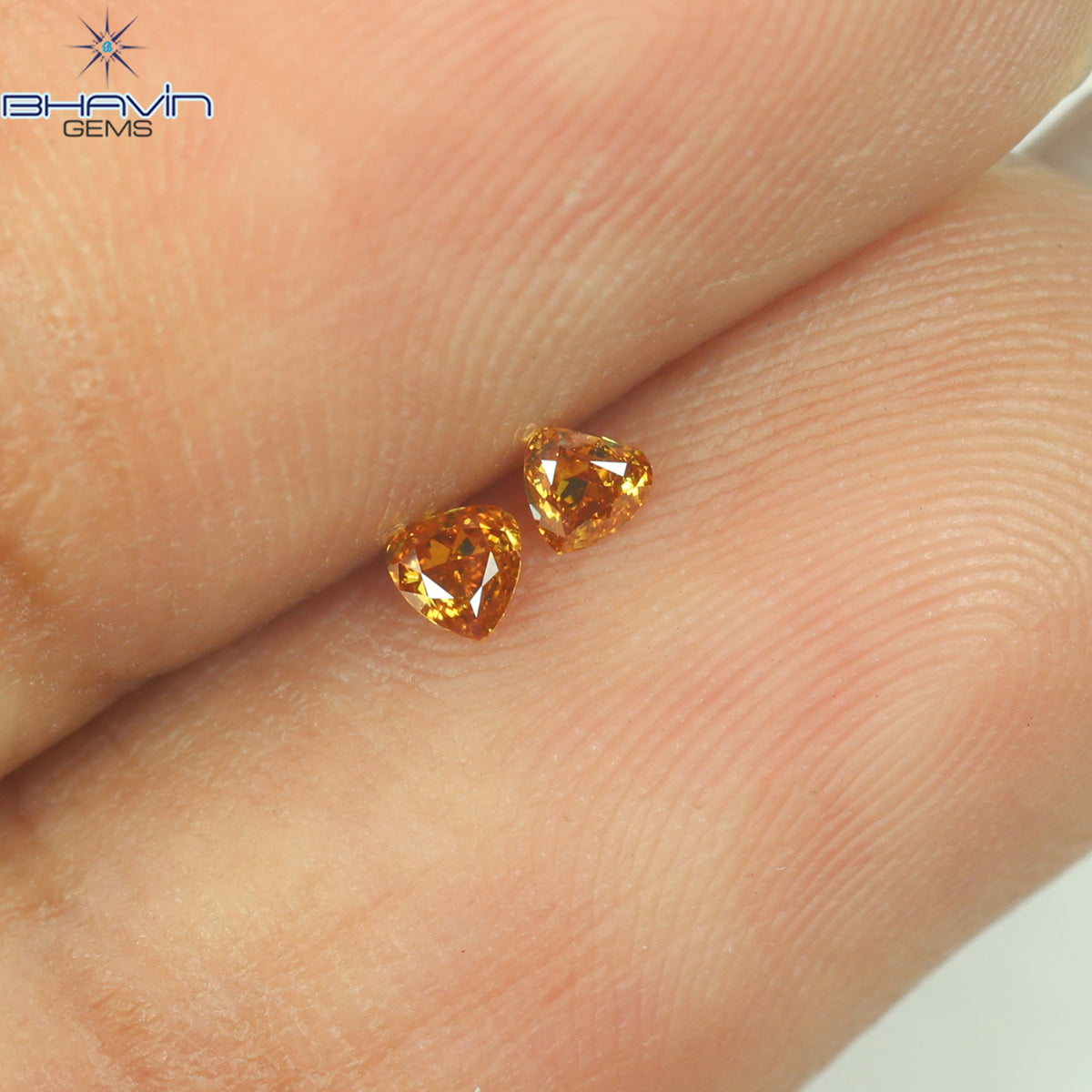 0.10 CT/2 ピース ハートシェイプ ナチュラル ダイヤモンド オレンジ色 VS2 クラリティ (2.47 MM)