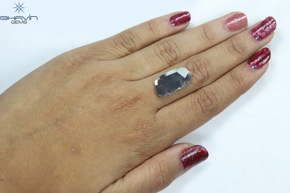 4.21 CT Natural Slice Diamond Brown Gray Color Clarity I3 (21.70 MM)