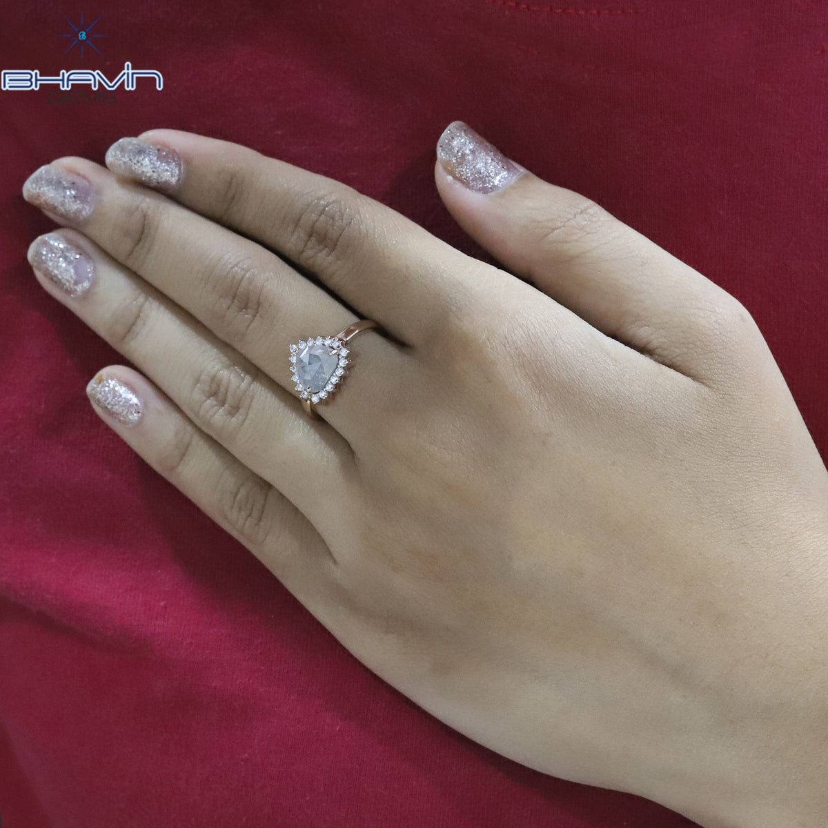 Gold Ring, Heart Diamond, Salt And Papper Diamond, Natural Diamond Ring, Engagement Ring, Wedding Ring, Diamond Ring