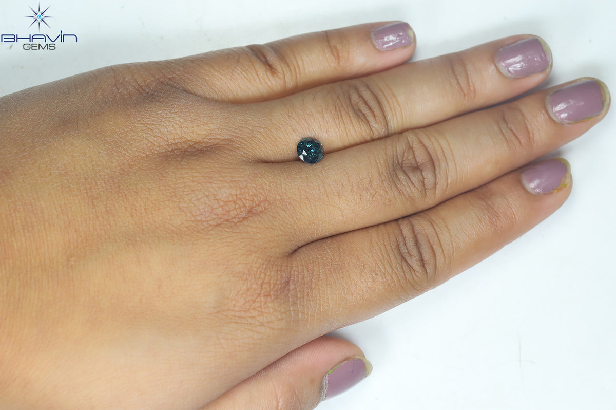1.09 CT Natural Round Diamond Enhanced Blue Color Clarity I3 (6.43 MM)