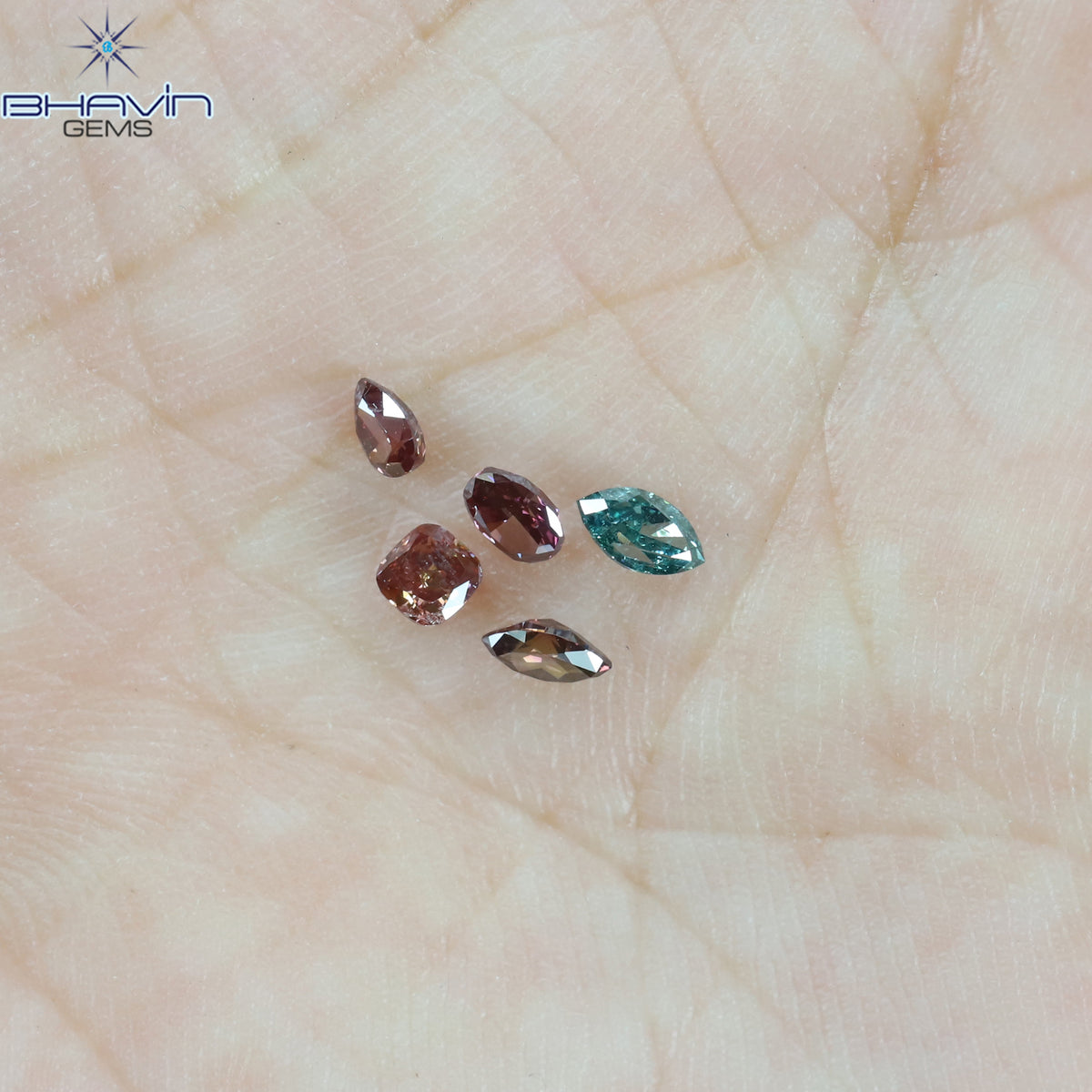 0.47 CT/5 Pcs Natural Mix Diamond Enhanced Pink Color Clarity VS2 (4.10 MM)