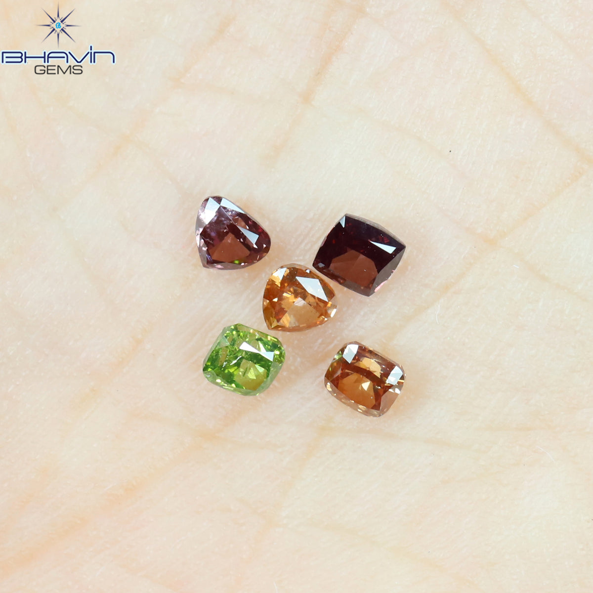 0.59 CT/5 Pcs Natural Mix Diamond Enhanced Mix Fancy Color Clarity SI1 (2.90 MM)