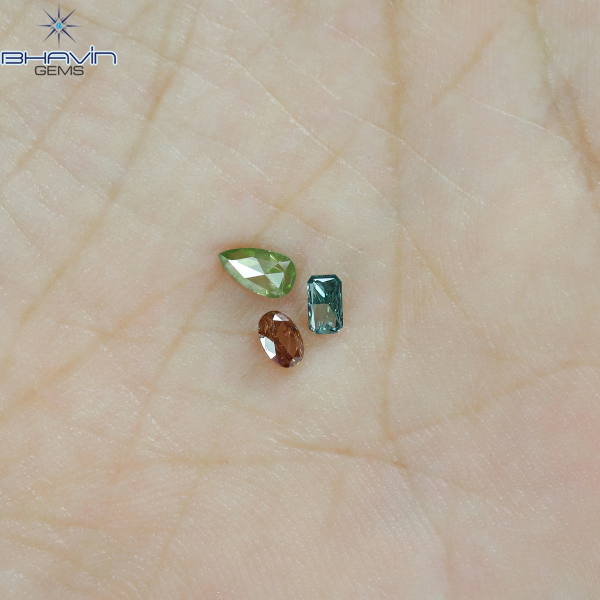 0.34 CT/3 ピース ミックス シェイプ ナチュラル ダイヤモンド ミックス カラー SI2 クラリティ (4.75 MM)